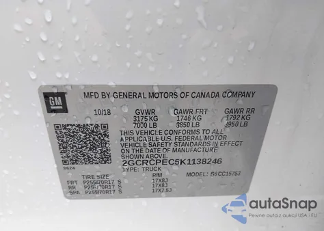 2019 Chevrolet Silverado 1500 Ld Lt из США, поврежденный, VIN 2GCRCPEC5K1138246